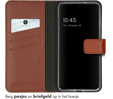 Selencia Echt Lederen Bookcase Samsung Galaxy S23 - Lichtbruin