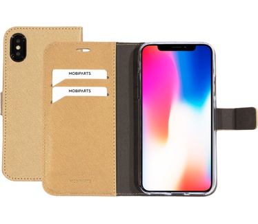 Mobiparts Saffiano Wallet Case Apple iPhone X, iPhone XS Gold