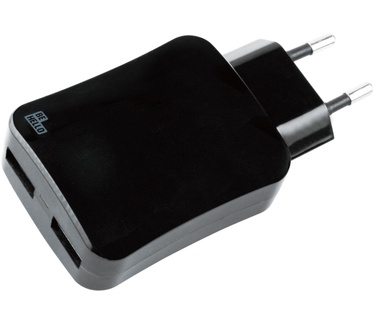 BeHello Travel Charger with USB 2 Portals 3.1A Black