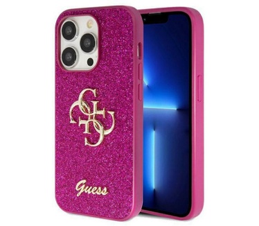 Guess 4G Glitter Back Case - Apple iPhone 15 Pro (6.1") - Paars Roze