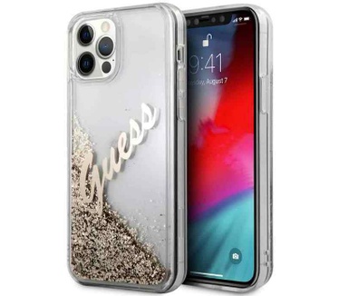 Guess Vintage Liquid Glitter Case iPhone 12 Pro Max (6.7") - Goud Goud