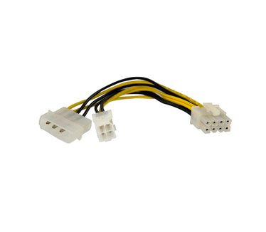 Startech StarTech.com 4 Pin to 8 Pin EPS Power with LP4 Cable Adapter - Netspanningsadapter - 4-pens ATX 12 Volt (V) - 4-PIN interne voed