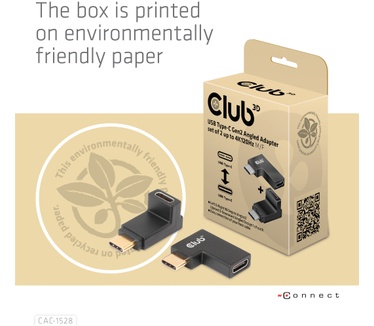 Club 3D USB Type-C Gen2 Angled Adapter set van 2 - 4K120Hz M/V