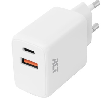 ACT AC2122 USB-C & USB-A lader 20W met Power Delivery PPS, Quick Charge, GaNFast