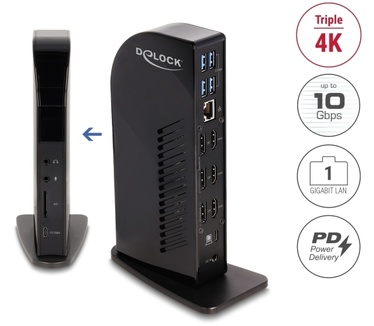 Delock Usb Type-câ„¢ Triple Display Docking Station With DisplaylinkÂ® 4k / Usb Hub / Lan / Sd / Audio