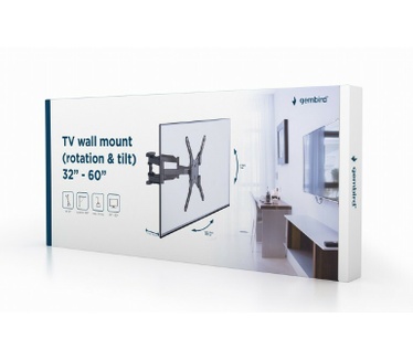 Gembird WM-60RT-01, 81,3 cm (32"), 152,4 cm (60"), 400 x 400 mm, -2 - 10°, Staal, Zwart