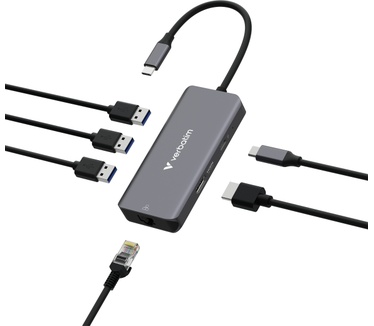 Verbatim USB-C essentiële multipoort hub 6 poorten: RJ45, HDMI, USB-C PD, 3 x USB-A 3.2 Gen 1