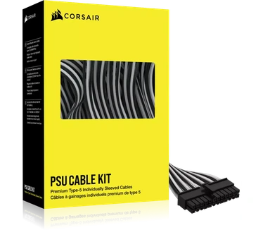Corsair Premium Individually Sleeved Type-5 PSU Cables Starter Kit, Wit/Zwart Wit, Zwart