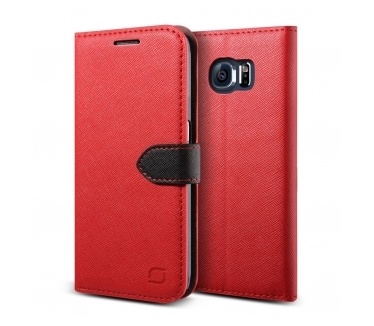 Lific Saffiano Wallet Case Samsung Galaxy S6 - Red/Black
