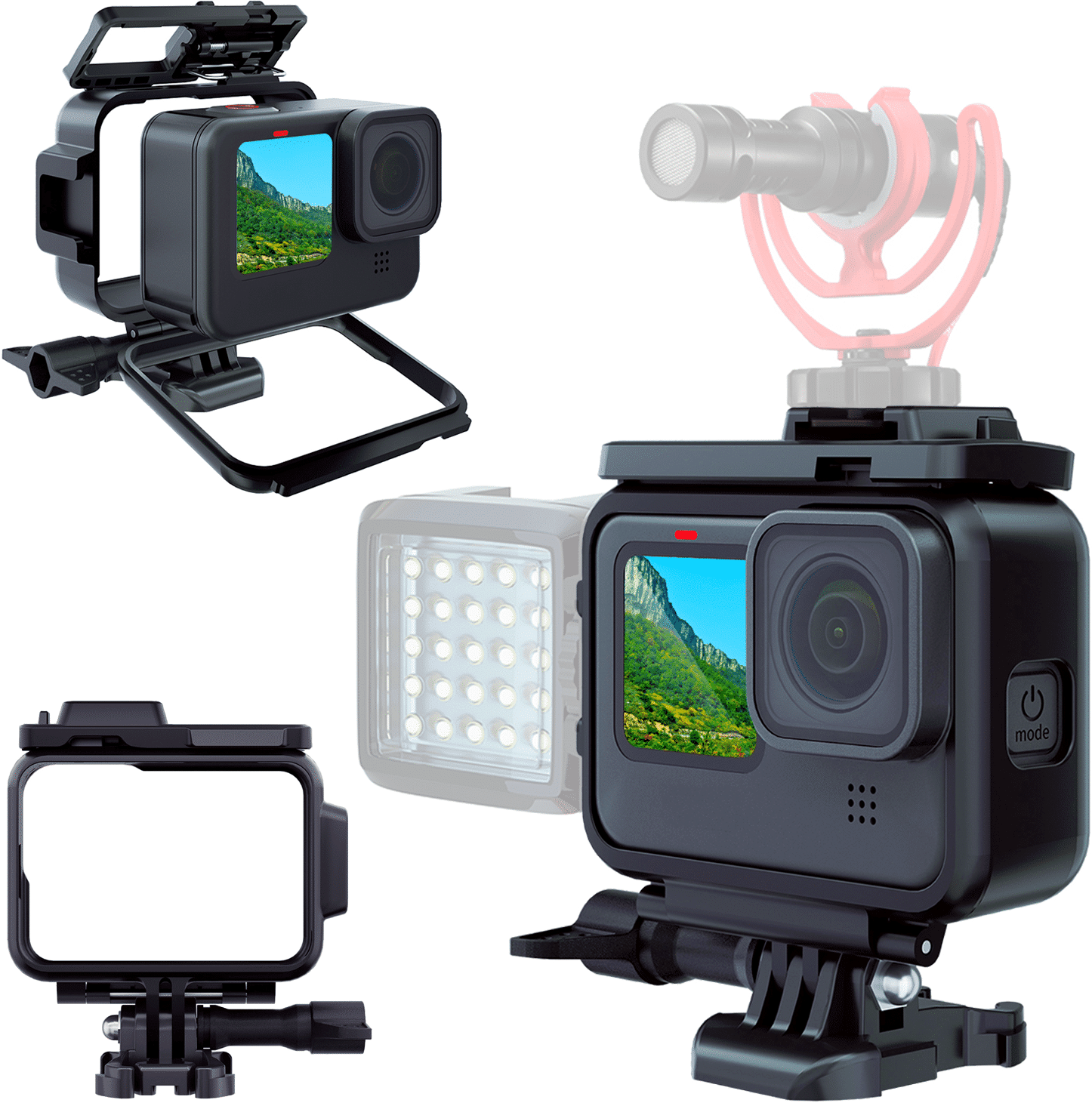 Mojogear Frame Voor GoPro Hero 9 Met 2 Cold Shoe Mounts Kenmerken