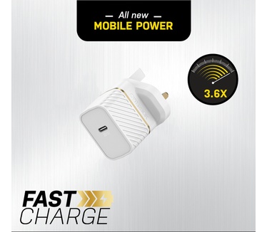 Otterbox UK Wall Charger 30W GaN - 1X USB-C 30W USB-PD, Cloud Dust White