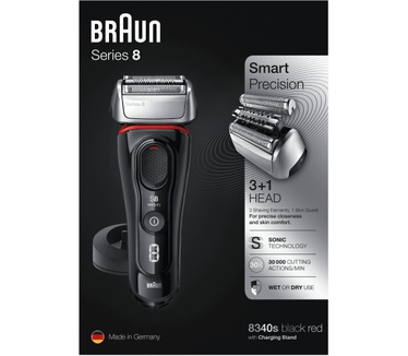 Braun Series 8 8340s Volgende Generatie Elektrisch Scheerapparaat, Oplaadstandaard, Etui, Zwart