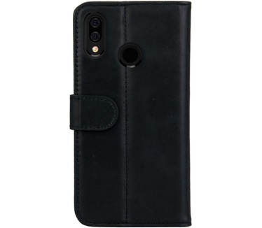 Rosso Deluxe Huawei P20 Lite Hoesje Echt Leer Book Case Zwart (Huawei P20 Lite) Zwart