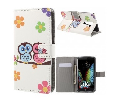 qMust LG K10 Wallet Case - hoesje met stand - Cute Owls