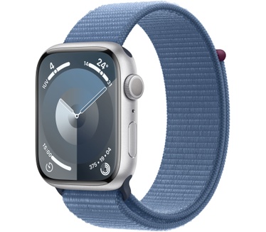 Apple Watch Series 9, 45mm, GPS, Aluminium, Geweven sportbandje Zilver (Blauw)