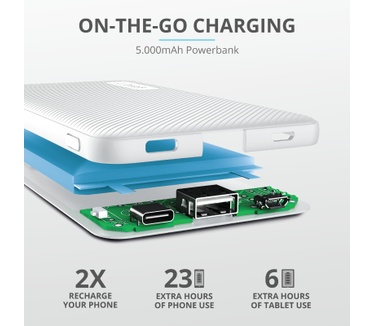 Trust Primo Ultra-thin Powerbank 5.000 mAh Wit