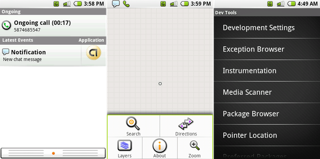 Android 0.5 M5. Bron: Ars Technica