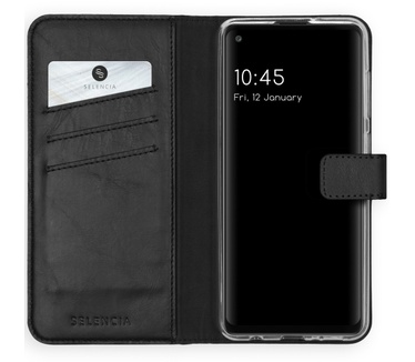 Selencia Echt Lederen Bookcase Samsung Galaxy A21s - Zwart