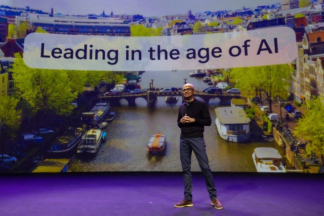 Microsoft-ceo Satya Nadella, AI, Amsterdam. Bron: Microsoft