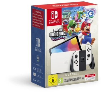 Nintendo Switch (OLED model) + Super Mario Bros: Wonder + Switch Online 12 maanden Wit