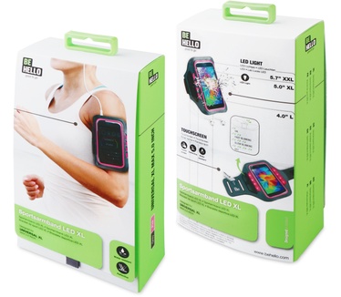 BeHello Universal Sportsarmband LED XL Grey/Pink