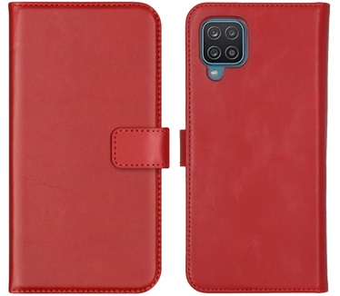 Selencia Echt Lederen Bookcase Samsung Galaxy A12 - Rood