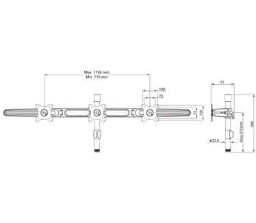 Multibrackets M VESA Desktopmount Triple Stand 15"-24" Expansion Kit