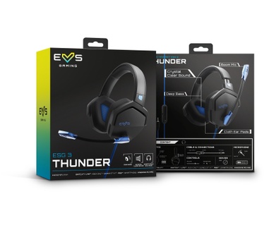 Energy Sistem ES Gaming Headset ESG 3 Blue Thunder Gamer Headset PC Headset met cirkelvormige oorkussens (Deep Bass, Cloth Ear Pads, Crystal Clear Sound), blauw