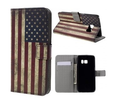qMust Samsung Galaxy S7 Wallet Case - hoesje met stand - USA
