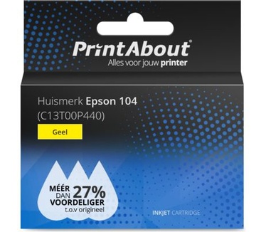 PrintAbout Huismerk Epson 104 (C13T00P440) Inktcartridge Geel