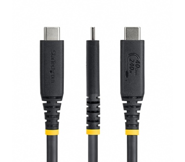 Startech.com 1m USB4 Kabel, 40Gbps, USB-IF Gecertificeerde USB-C Kabel, 240W PD, 8K 60Hz/4K 240Hz DP2.1 DP40, TPE Mantel, Thunderbolt 4 Compatibel, Zwart