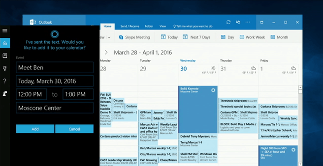 Cortana en Outlook