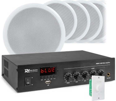 Power Dynamics geluidsinstallatie met versterker - 10x witte speakers - Bluetooth