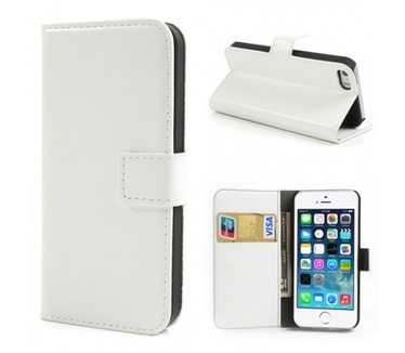 KEES Lederlook Portemonnee Hoesje Apple iPhone 5S - Wit