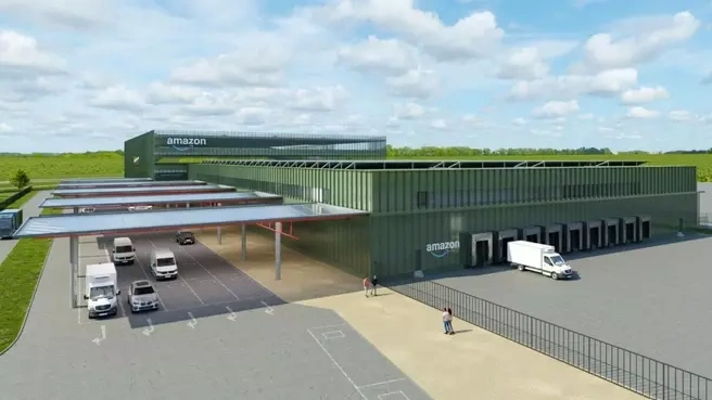 Illustratie Amazon-bezorgcentrum