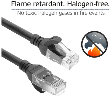 ACT Zwarte 1 meter TPE U/UTP CAT6A ultra-flex patchkabel snagless met RJ45 connectoren