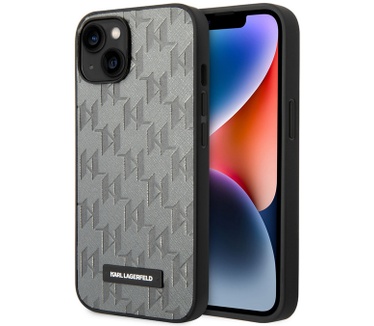 Karl Lagerfeld Saffiano Monogram - iPhone 14 Plus (6.7") - Grijs Grijs
