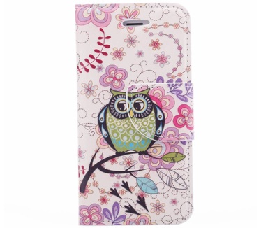 Uil & Bloem print lederen bookcase hoesje voor de Apple iPhone 4S (Apple iPhone 4S) Multi-color