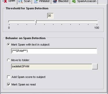 SpamAware - options scherm