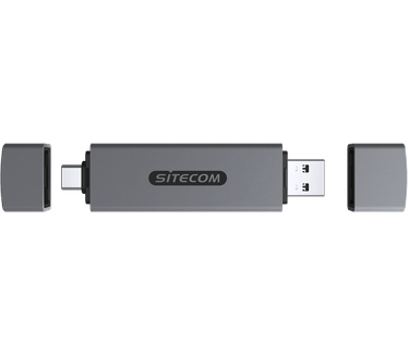 Sitecom USB-A + USB-C Stick Card Reader with USB Port kaartlezer