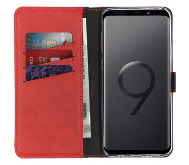 Selencia Echt Lederen Bookcase Samsung Galaxy S9 Plus - Rood