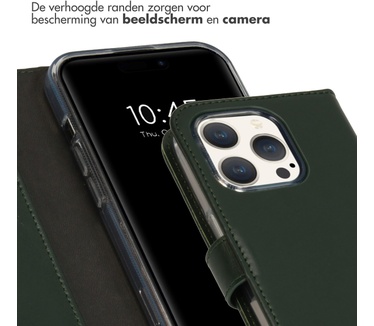 Selencia Echt Lederen Bookcase iPhone 15 Pro - Groen