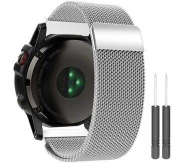 Just in Case Milanees armband voor Garmin Fenix 5X - Zilver