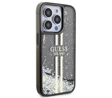 Guess Liquid Glitter Back Case - iPhone 15 Pro Max (6.7") - Zwart Zwart