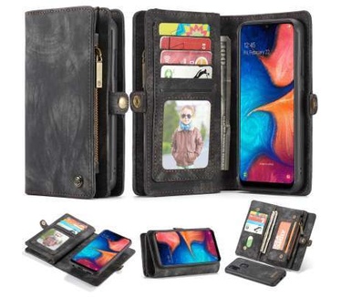 Caseme Samsung Galaxy A20e Luxe Leren Portemonnee Hoesje Zwart