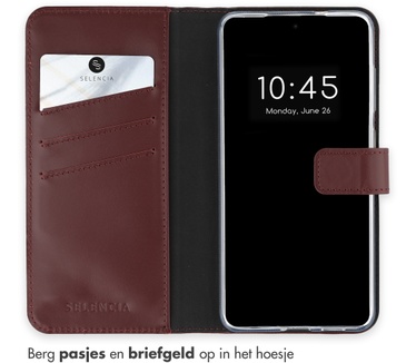 Selencia Echt Leren Bookcase voor de Samsung Galaxy S25 - Burgundy