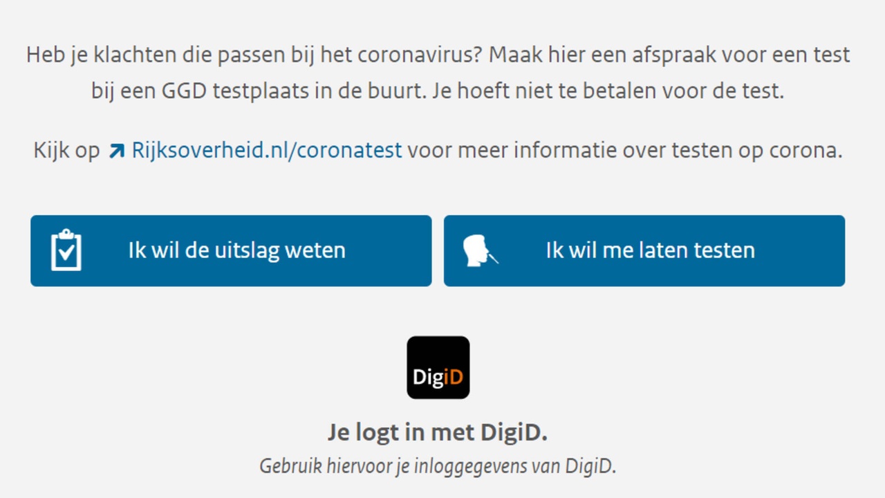 Screenshots Tonen Testversie Coronatest Nl Met Digid Login It