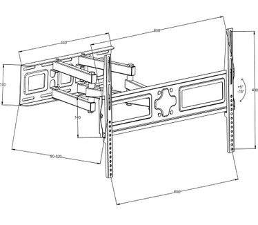 TecTake TV muurbeugel 32-65 inch (81-165cm) kantelbaar draaibaar