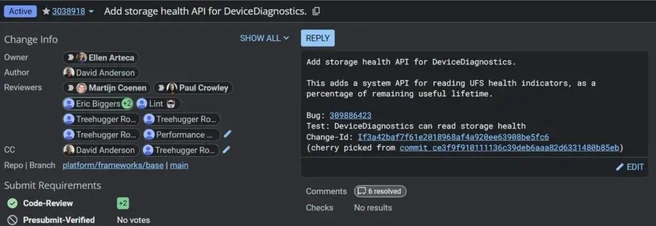 Api-code voor opslagchipstatus Android 15