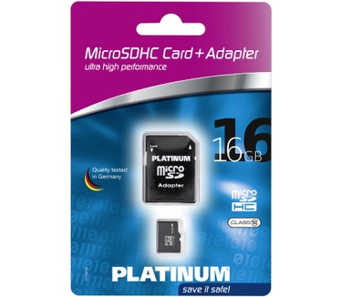 Platinum microSDHC Class 10 + SD adapter 16GB
